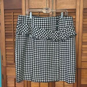 Black White Houndstooth Check Pencil Skirt Sz 16 NWT